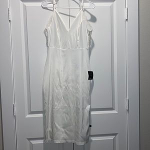 Lulus White Satin Lace Back Midi Dress